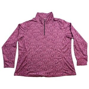 Zone Pro Womens 3X Pink Space Dye Quarter Zip Pullover Long Sleeve Stretch Top